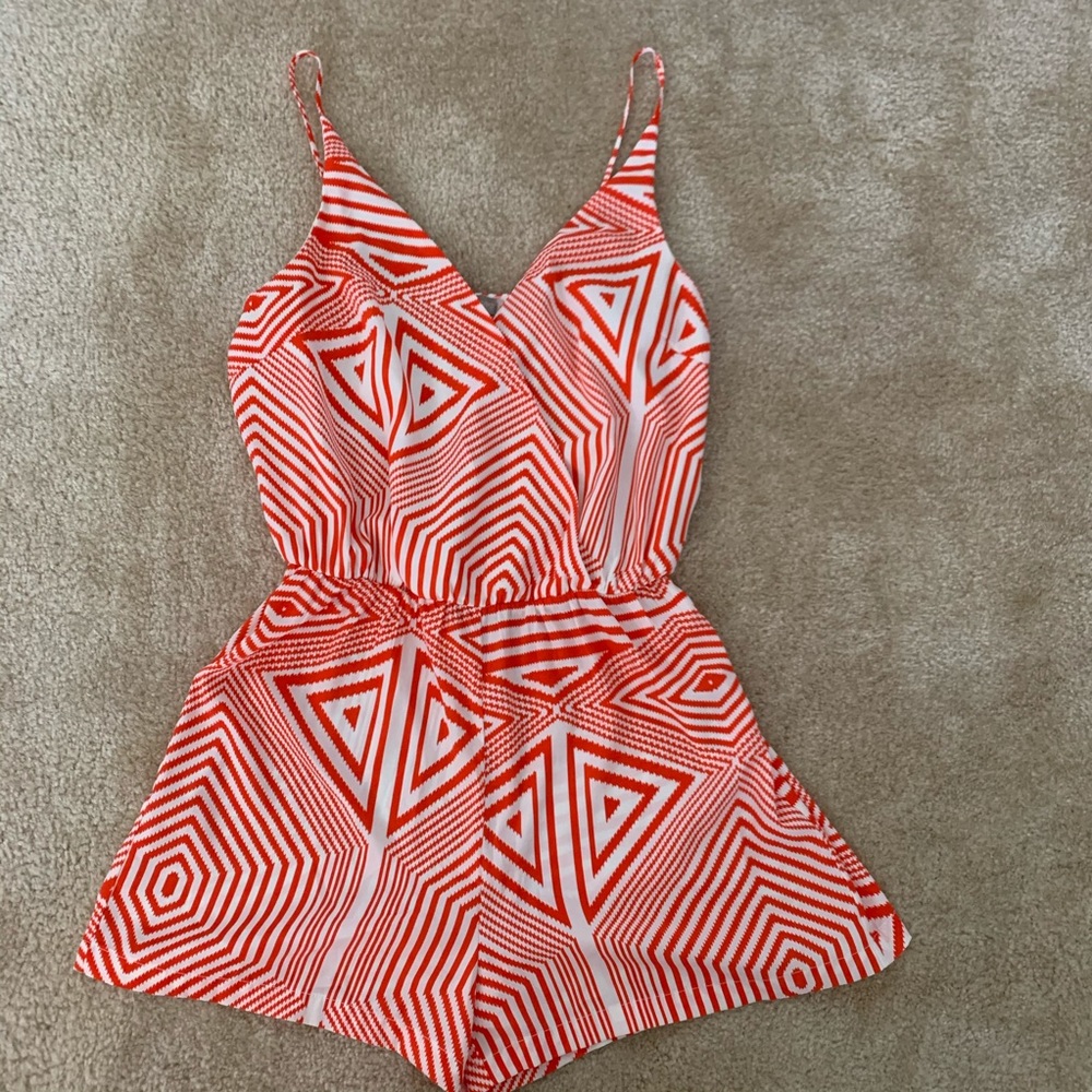 Orange and White Striped Romper